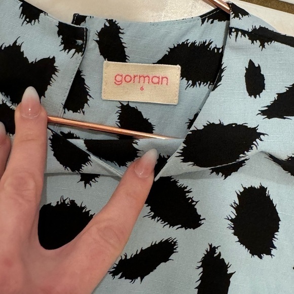 GORMAN Silk Linen Blend Blue and Black Animal Print Shift Dress Size US 2 VGUC - Picture 8 of 8